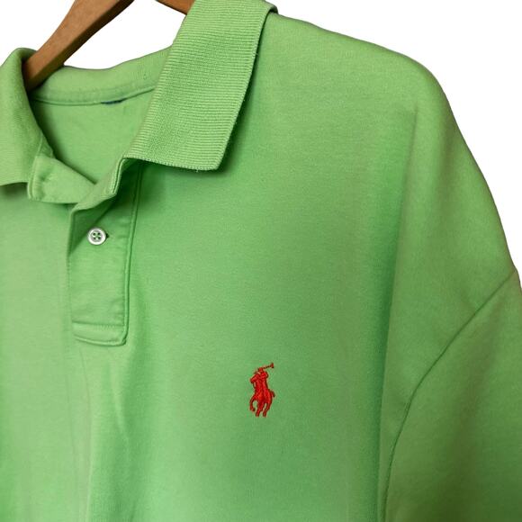 Key Lime Green Y2K Polo Ralph Lauren Kanye Size XL XXL 90s Big Tall 100% cotton - Picture 14 of 14